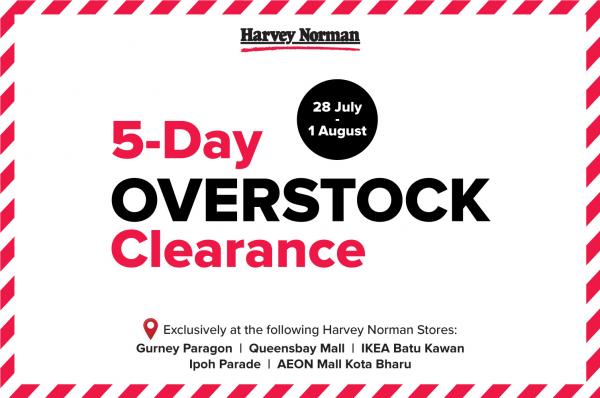 Harvey Norman 5 Day Overstock Clearance Sale (28 Jul 2021 - 1 Aug 2021)
