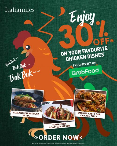 Italiannies GrabFood Bok Bok 30% OFF Promotion (valid until 31 Aug 2021)