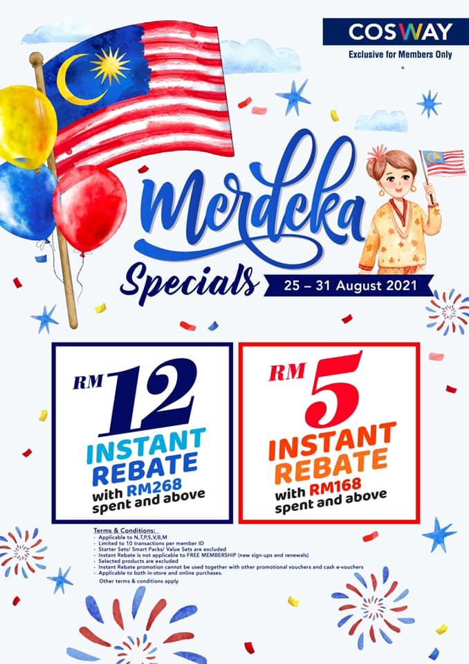 Cosway Merdeka Promotion Up To RM12 Instant Rebate (25 Aug 2021 - 31 Aug 2021)