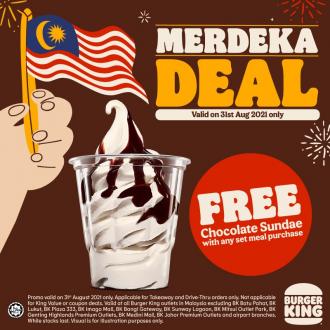 Burger King Merdeka FREE Chocolate Sundae Promotion (31 August 2021)