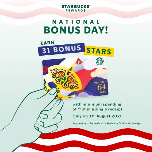 Starbucks Reward National Bonus Day Promotion (31 Aug 2021)