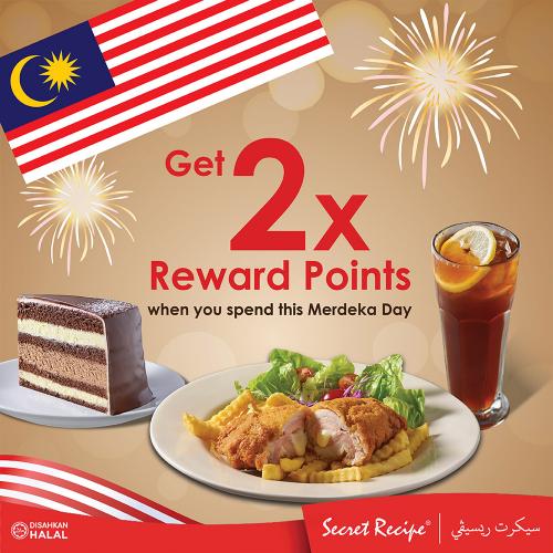 Secret Recipe Merdeka Day 2x Reward Points Promotion (31 Aug 2021)