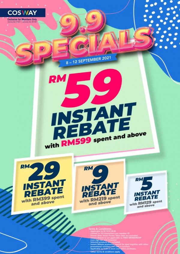 Cosway 9.9 Sale RM59 Instant Rebate (8 Sep 2021 - 12 Sep 2021) Cosway 9.9 Sale RM59 Instant Rebate (8 Sep 2021 - 12 Sep 2021)