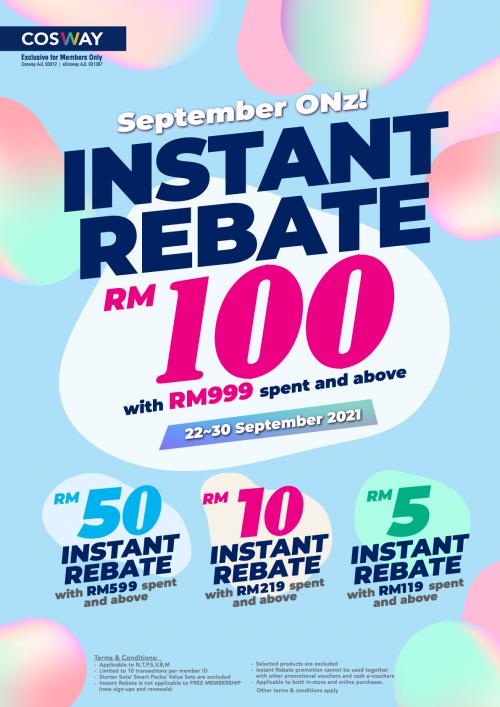 Cosway September Onz Instant Rebate Promotion (22 Sep 2021 - 30 Sep 2021) Cosway September Onz Instant Rebate Promotion (22 Sep 2021 - 30 Sep 2021)