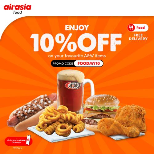 A&W AirAsia Food 10% OFF Promotion (valid until 10 Oct 2021)