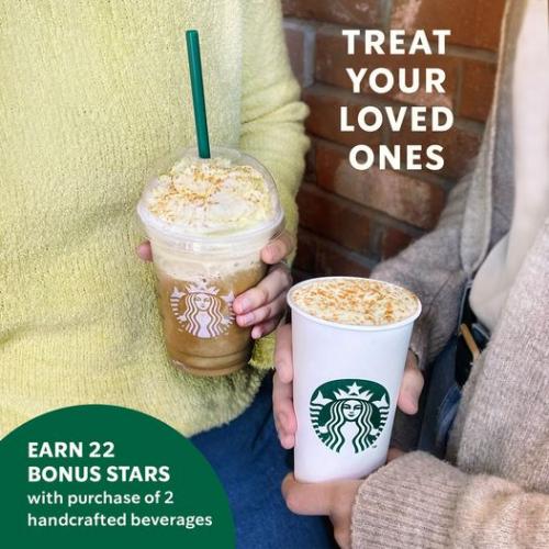 Starbucks Treat Your Loved Ones Promotion Earn 22 Bonus Stars (22 Oct 2021)