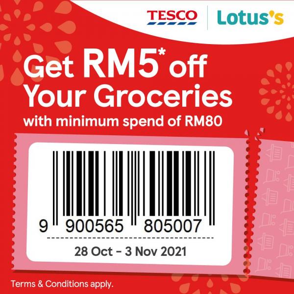 Tesco / Lotus's RM5 OFF Promotion (28 Oct 2021 - 3 Nov 2021) Tesco / Lotus's RM5 OFF Promotion (28 Oct 2021 - 3 Nov 2021)