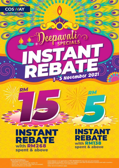 Cosway Deepavali Instant Rebate Promotion (1 Nov 2021 - 5 Nov 2021) Cosway Deepavali Instant Rebate Promotion (1 Nov 2021 - 5 Nov 2021)