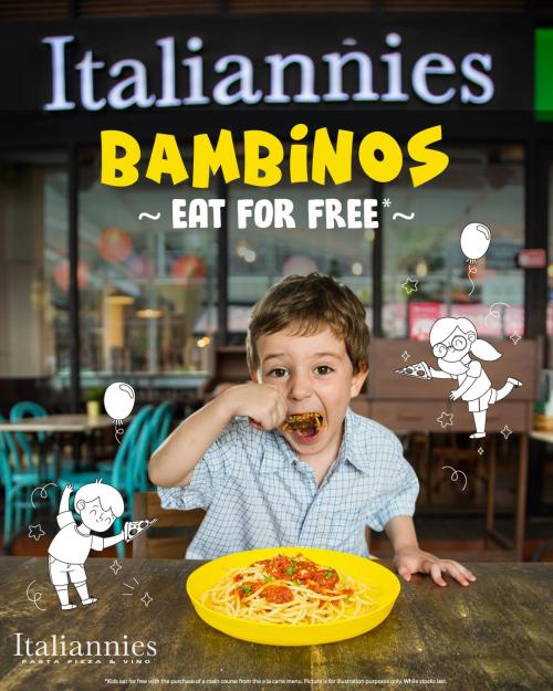 Italiannies Kids Eat For FREE Promotion