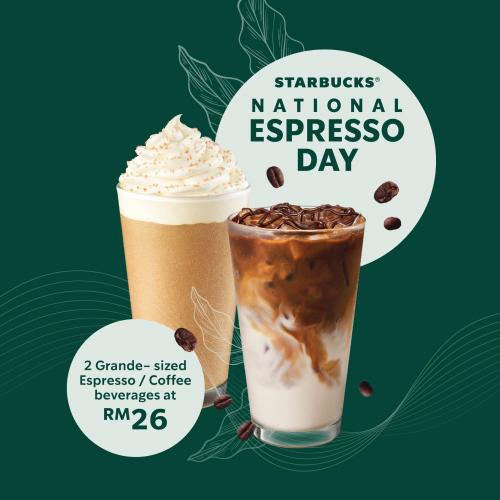 Starbucks National Espresso Day Promotion 2 Beverages @ RM26 (23 Nov 2021)