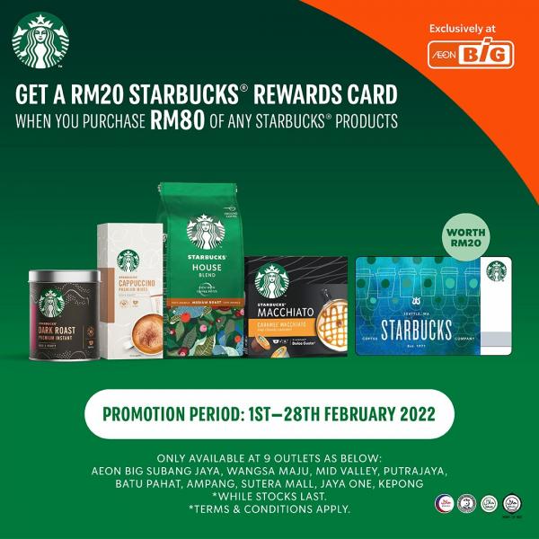 AEON BiG FREE Starbucks Rewards Card Promotion (1 Feb 2022 - 28 Feb 2022)