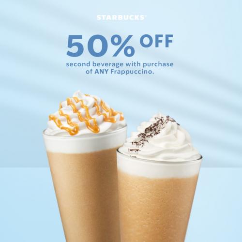 Starbucks Wednesday Treats 50% OFF 2nd Beverage Promotion (2 Mar 2022 - 30 Mar 2022)