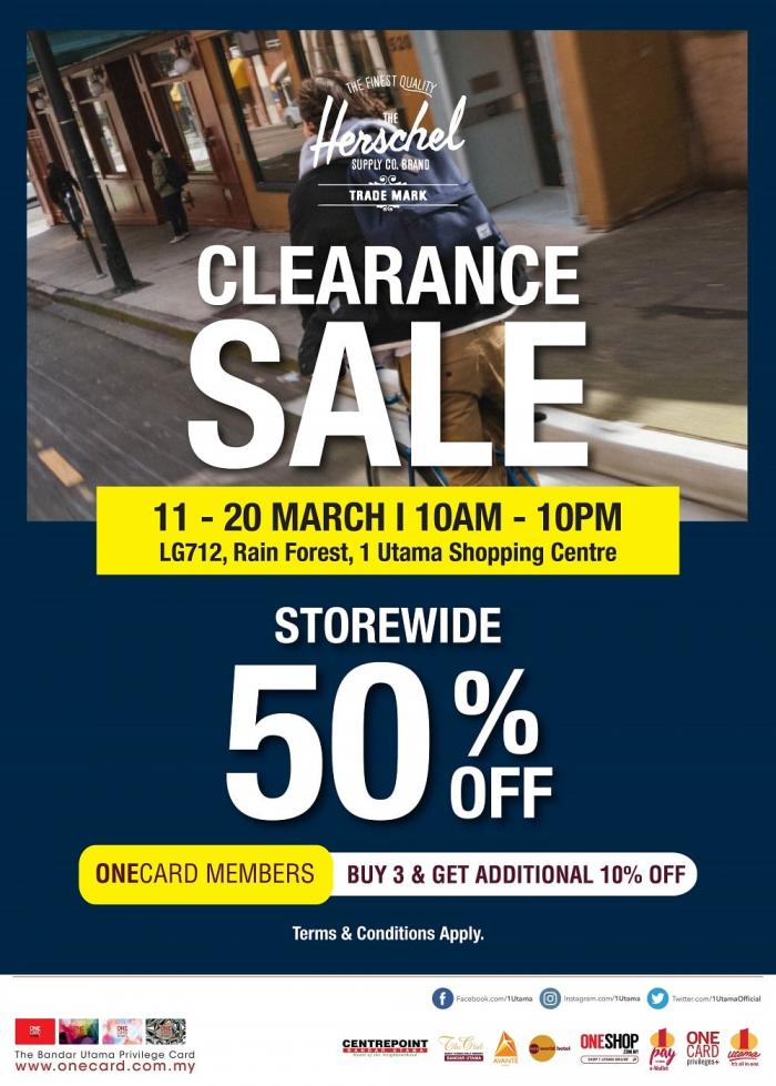 Herschel 1 Utama Shopping Centre Clearance Sale (11 Mar 2022 - 20 Mar 2022) Herschel 1 Utama Shopping Centre Clearance Sale (11 Mar 2022 - 20 Mar 2022)