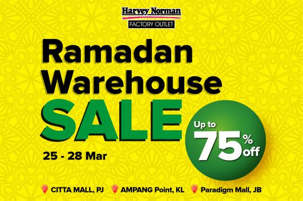 Harvey Norman Ramadan Warehouse Sale Up To 75% OFF (25 Mar 2022 - 28 Mar 2022)