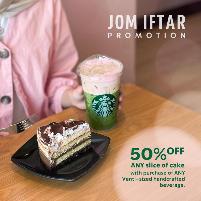 Starbucks Jom Iftar Promotion 50% OFF Slice Cake (3 Apr 2022 - 2 May 2022)