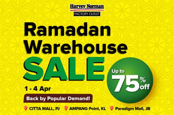 Harvey Norman Ramadan Warehouse Sale Up To 75% OFF (1 Apr 2022 - 4 Apr 2022)