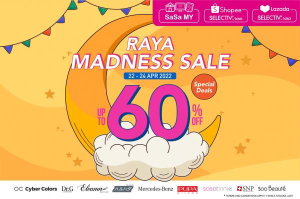 SaSa Online Raya Madness Sale Up To 60% OFF (22 Apr 2022 - 24 Apr 2022)