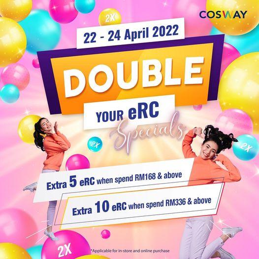 Cosway Double eRC Promotion (22 Apr 2022 - 24 Apr 2022) Cosway Double eRC Promotion (22 Apr 2022 - 24 Apr 2022)