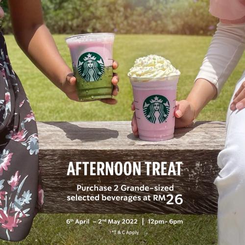 Starbucks Afternoon Treat Promotion 2 Beverages @ RM26 (6 Apr 2022 - 2 May 2022)