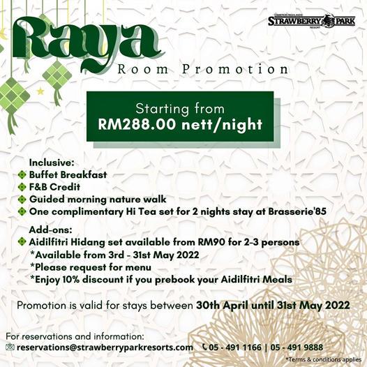 Strawberry Park Resort Raya Room Promotion (30 Apr 2022 - 31 May 2022)