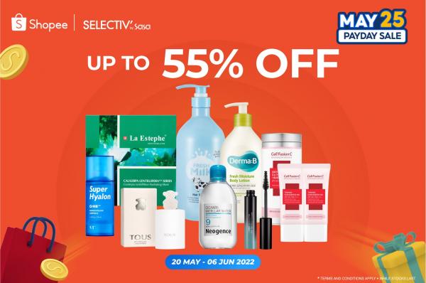SaSa Shopee Pay Day Sale Up To 55% OFF (20 May 2022 - 6 Jun 2022)