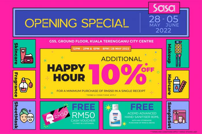SaSa Kuala Terengganu City Centre Opening Promotion (28 May 2022 - 5 Jun 2022)