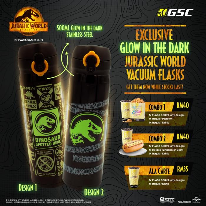 GSC Glow In The Dark Jurassic World Flasks