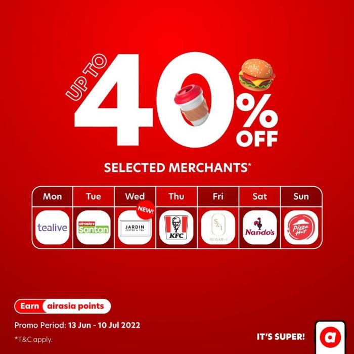 Airasia Food 40% OFF Flash Sales (13 Jun 2022 - 10 Jul 2022)