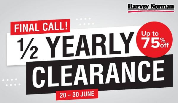 Harvey Norman 1/2 Yearly Clearance Sale Up To 75% OFF (20 Jun 2022 - 30 Jun 2022)