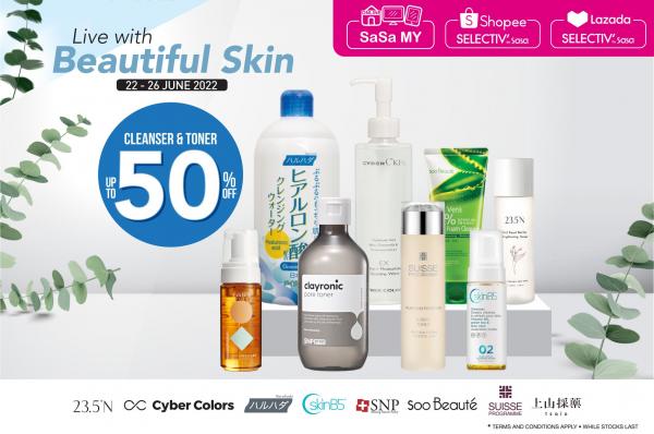 SaSa Online Skin Cleanser & Toner Promotion Up To 50% OFF (22 Jun 2022 - 26 Jun 2022)