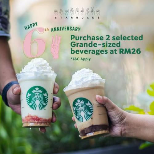 Starbucks 2 Grande-Sized Beverages @ RM26 Promotion (20 Jul 2022)