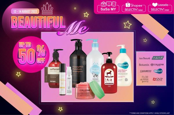 SaSa Online Beautiful Me Promotion Up To 50% OFF (12 Aug 2022 - 14 Aug 2022)