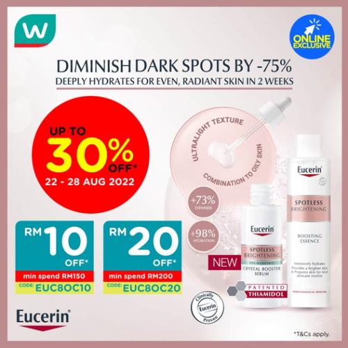 Watsons Online Eucerin Promotion Up To 30% OFF (22 Aug 2022 - 28 Aug 2022) Watsons Online Eucerin Promotion Up To 30% OFF (22 Aug 2022 - 28 Aug 2022)