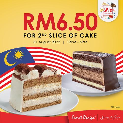 Secret Recipe 2nd Slice Of Cake @ RM6.50 Merdeka Promotion (31 Aug 2022)