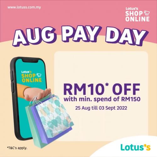 Tesco / Lotus's Online August Pay Day Sale RM10 OFF (25 Aug 2022 - 3 Sep 2022) Tesco / Lotus's Online August Pay Day Sale RM10 OFF (25 Aug 2022 - 3 Sep 2022)