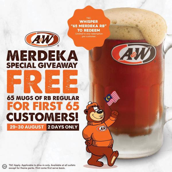 A&W Merdeka FREE Mugs Promotion (29 Aug 2022 - 30 Aug 2022)