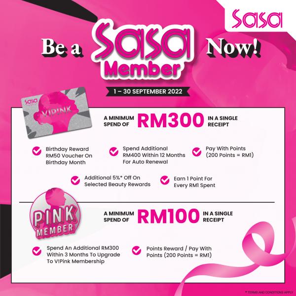 Sasa FREE Membership Promotion (1 Sep 2022 - 30 Sep 2022)
