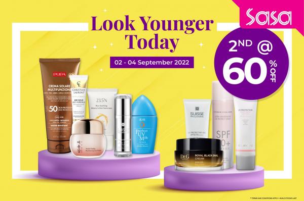 SaSa Sun Care and Anti-Aging Products Promotion 2nd @ 60% OFF (2 Sep 2022 - 4 Sep 2022)