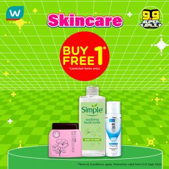 Watsons Online 9.9 Sale Skincare Buy 1 FREE 1 Promotion (valid until 12 September 2022)