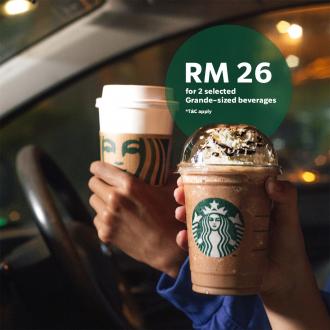 Starbucks 2 Grande-Sized Beverages @ RM26 Promotion (3 September 2022 - 11 September 2022)