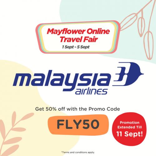 Mayflower Malaysia Airlines 50% OFF Promotion (valid until 11 Sep 2022)