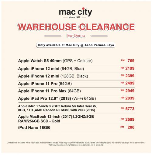Mac City Warehouse Clearance Sale at Aeon Permas Jaya