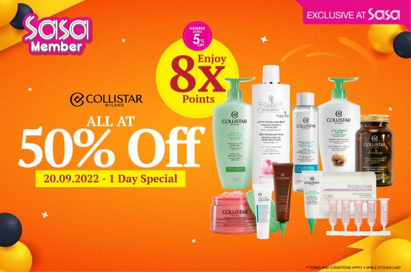 SaSa Member Collistar 50% OFF Promotion (20 Sep 2022)