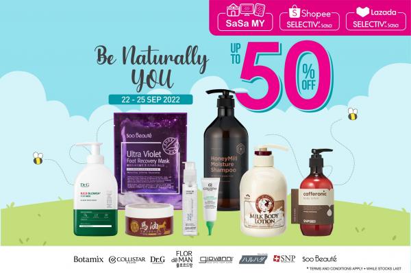 SaSa Online Be Naturally You Promotion Up To 50% OFF (22 Sep 2022 - 25 Sep 2022)