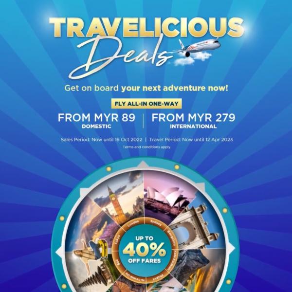 Malaysia Airlines Travelicious Deals Promotion Flight Up To 40% OFF (valid until 16 Oct 2022)