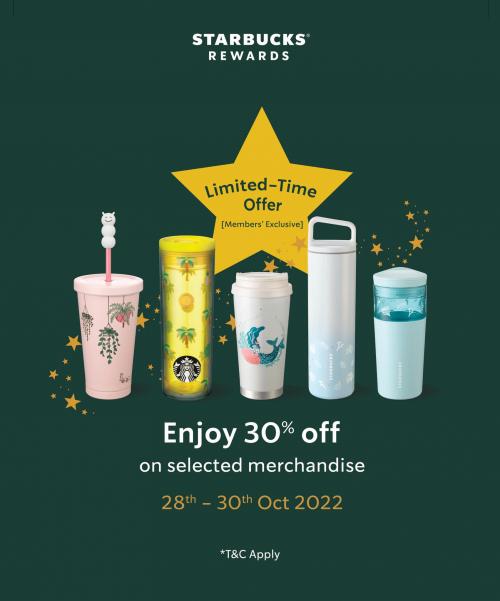 Starbucks 30% OFF On Selected Merchandise Promotion (28 Oct 2022 - 30 Oct 2022)