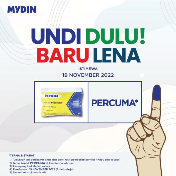 MYDIN General Election Promotion FREE Polyster Pillow (19 Nov 2022 - 19 Nov 2022)