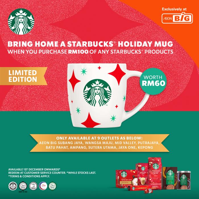 AEON BiG FREE Starbucks Holiday Mug Promotion (1 Dec 2022 onwards)