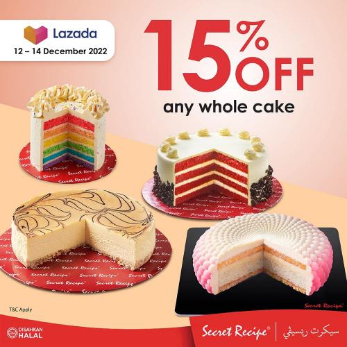 Secret Recipe Lazada 12.12 Sale 15% OFF Whole Cake (12 Dec 2022 - 14 Dec 2022)