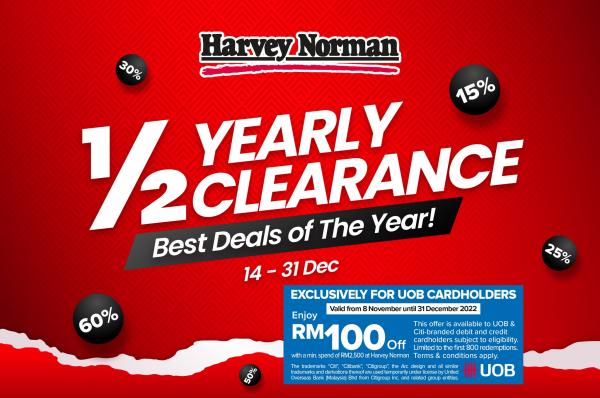 Harvey Norman 1/2 Yearly Clearance Sale (14 Dec 2022 - 31 Dec 2022)